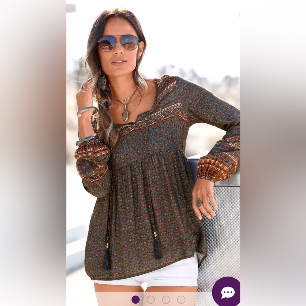 Long Sleeve Boho Print Top - Lascana